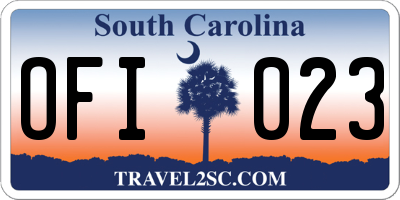 SC license plate OFI023