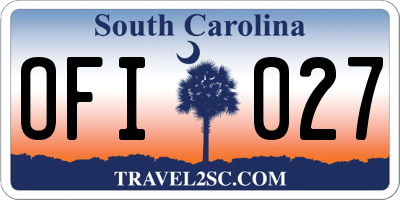 SC license plate OFI027