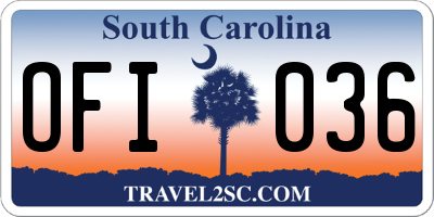 SC license plate OFI036