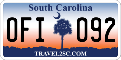 SC license plate OFI092