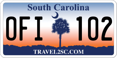 SC license plate OFI102