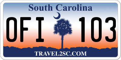 SC license plate OFI103