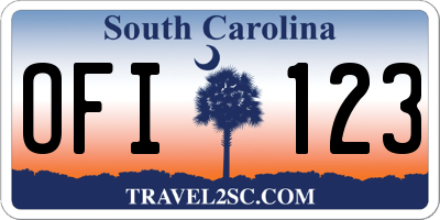SC license plate OFI123