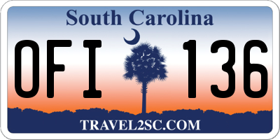 SC license plate OFI136