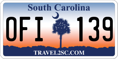 SC license plate OFI139