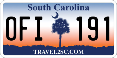 SC license plate OFI191
