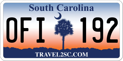 SC license plate OFI192