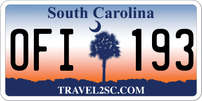 SC license plate OFI193
