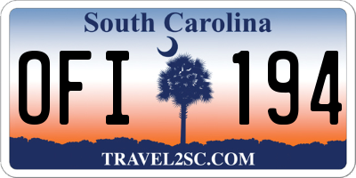 SC license plate OFI194