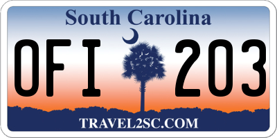 SC license plate OFI203