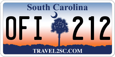 SC license plate OFI212