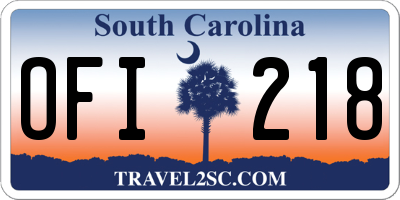 SC license plate OFI218
