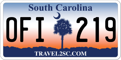 SC license plate OFI219