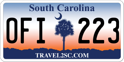 SC license plate OFI223