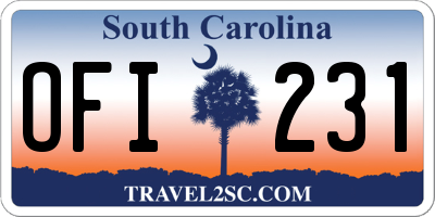 SC license plate OFI231