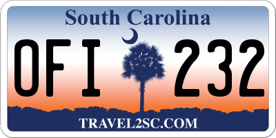 SC license plate OFI232