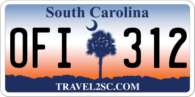 SC license plate OFI312