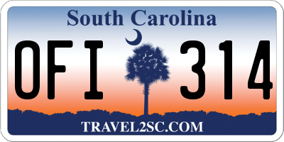 SC license plate OFI314
