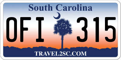 SC license plate OFI315