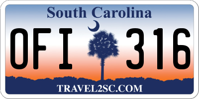 SC license plate OFI316