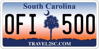 SC license plate OFI500