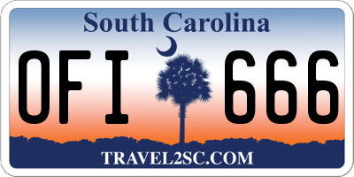 SC license plate OFI666