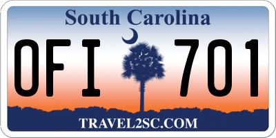SC license plate OFI701