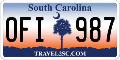 SC license plate OFI987