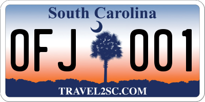 SC license plate OFJ001