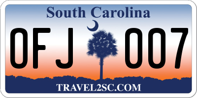 SC license plate OFJ007
