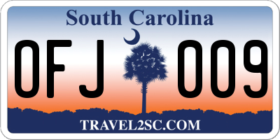 SC license plate OFJ009