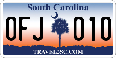 SC license plate OFJ010