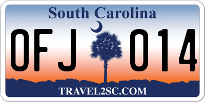 SC license plate OFJ014