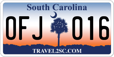 SC license plate OFJ016