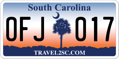 SC license plate OFJ017