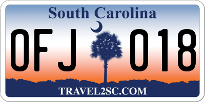 SC license plate OFJ018