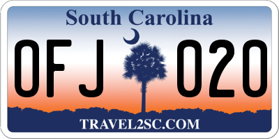 SC license plate OFJ020