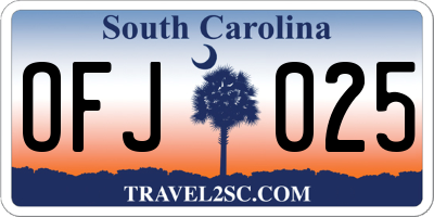 SC license plate OFJ025