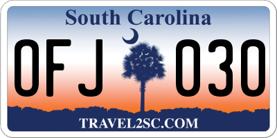 SC license plate OFJ030
