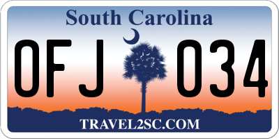 SC license plate OFJ034
