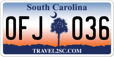 SC license plate OFJ036