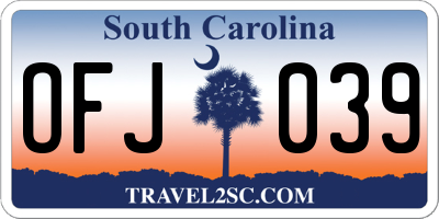 SC license plate OFJ039