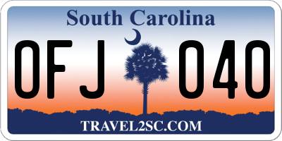 SC license plate OFJ040