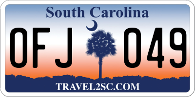 SC license plate OFJ049