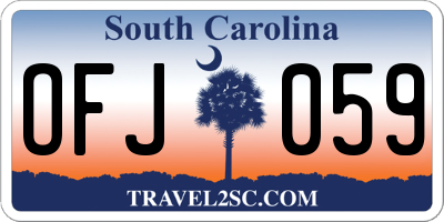 SC license plate OFJ059