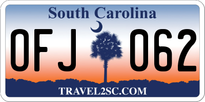 SC license plate OFJ062