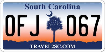 SC license plate OFJ067