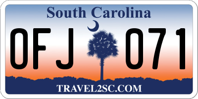 SC license plate OFJ071