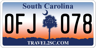 SC license plate OFJ078