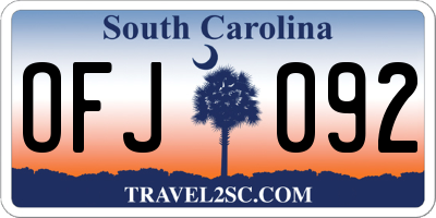 SC license plate OFJ092